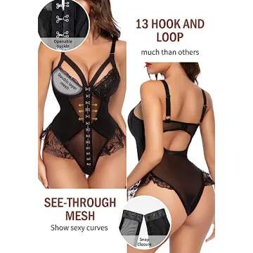 ADSEXY Teddy Lingerie for Women Floral Lace Bodysuit