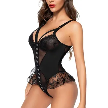 ADSEXY Teddy Lingerie for Women Floral Lace Bodysuit