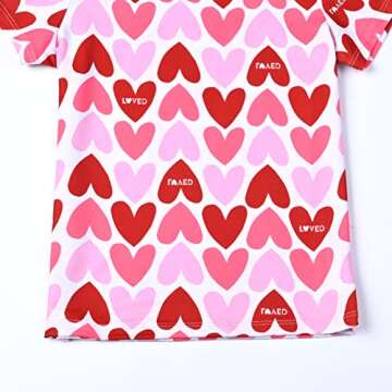 QPANCY Little girls Short sleeve Pajamas Valentine Day Love Heart Pajamas Size 6 7