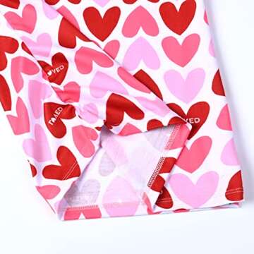 QPANCY Little girls Short sleeve Pajamas Valentine Day Love Heart Pajamas Size 6 7