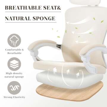 Ergonomic Office Chair, Adjustable Lumbar Support, 400LBS Capacity, Retractable Footrest, Breathable Mesh Back Gaming, Adjustable Headrest