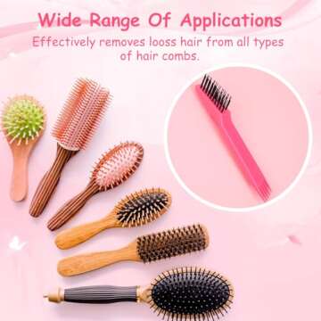 Yaomiao Hair Brush Cleaner Tool 2-in-1, Pink - Long Service Life, Easily Removes Hair, Dirt, Dust from Hair Brushes, Cleaning Tool for Home Salon Use