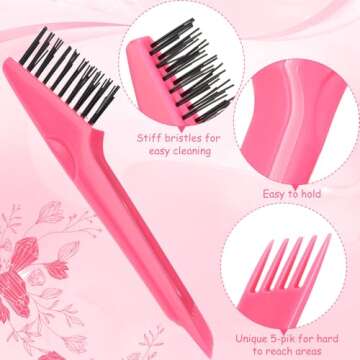 Yaomiao Hair Brush Cleaner Tool 2-in-1, Pink - Long Service Life, Easily Removes Hair, Dirt, Dust from Hair Brushes, Cleaning Tool for Home Salon Use