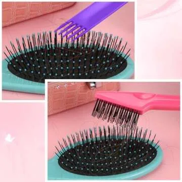 Yaomiao Hair Brush Cleaner Tool 2-in-1, Pink - Long Service Life, Easily Removes Hair, Dirt, Dust from Hair Brushes, Cleaning Tool for Home Salon Use