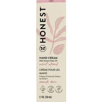 The Honest Company Moisturizing Hand Cream | Antioxidant-Packed for Dry Skin | Hypoallergenic, Dermatologist Tested, Cruelty Free | Sweet Almond, 1.7 fl oz