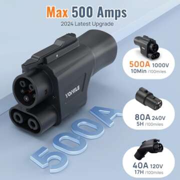 2025 Upgraded Tesla Supercharger to CCS1 Charging Adapter [Max 500A, 1000V] NACS to CCS Electric Veh...