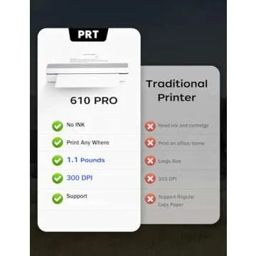 PRT Portable Wireless Printer for Travel and Office