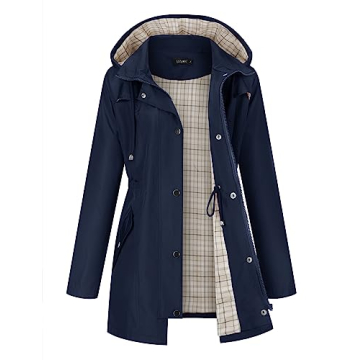 Stylish Waterproof Women Rain Jacket - LOMON Lightweight Hooded Coats