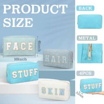 Pinkunn 4 Pcs Preppy Makeup Bags for Stylish Women - Ideal for Travel and Gifts