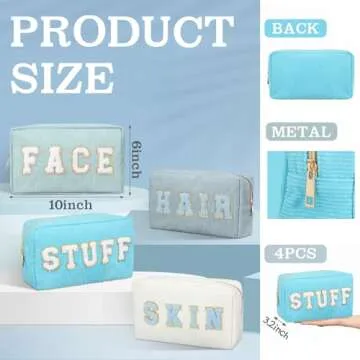 Pinkunn 4 Pcs Preppy Makeup Bags for Stylish Women - Ideal for Travel and Gifts