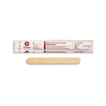 Puritan Medical 5.5" Cherry Flavored Junior Wood Tongue Depressor - 710 Cherry (Case of 50)