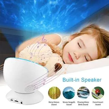 Jusale Ocean Wave Projector Remote Control Night Light with Speaker 7 Modes Undersea LED Lamp for Kids Adults