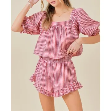 Winioder Y2K Gingham Lounge Set for Women - Stylish & Comfortable