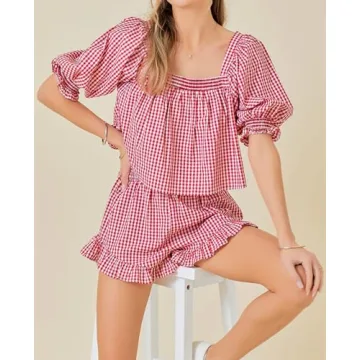 Winioder Y2K Gingham Lounge Set for Women - Stylish & Comfortable
