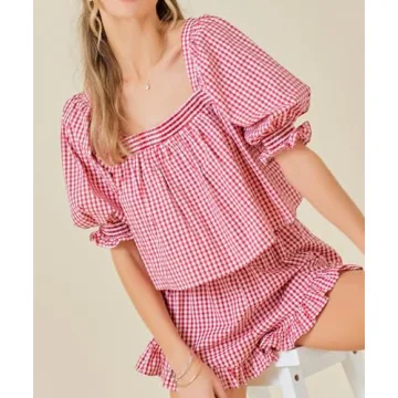 Winioder Y2K Gingham Lounge Set for Women - Stylish & Comfortable