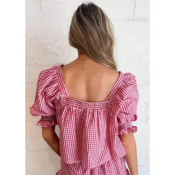 Winioder Y2K Gingham Lounge Set for Women - Stylish & Comfortable