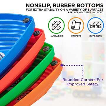 SUNNY & FUN Balance Stepping Stones Obstacle Course for Kids | Set of 8 River Stones in 2 Varying Sizes & Steepness | Fun Indoor & Outdoor Toy Helps Build Coordination & Strength (Junior Set)