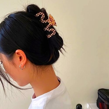 Large Tortoise Shell Claw Clip 3.5 Inch Cellulose Acetate Hair Claw Clips Checkered Hair Claw Clips French Design Hair Jaw Clamp for Women Ladies (2 Pack)