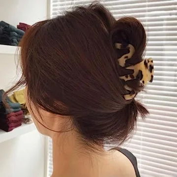 Large Tortoise Shell Claw Clip 3.5 Inch Cellulose Acetate Hair Claw Clips Checkered Hair Claw Clips French Design Hair Jaw Clamp for Women Ladies (2 Pack)