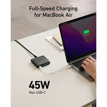 Anker GaN 65W Fast Charger with 4 Ports for Multi-Device Charging