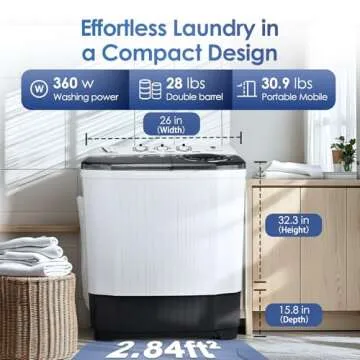Anypro Twin Tub Portable Washing Machine & Dryer Combo - 2 in 1 28 Lbs Capacity