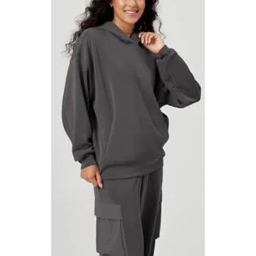 ODODOS Women's Modal Soft Oversized Hoodies Long Sleeve Hooded Sweatshirts Pullover Top with Kangaroo Pocket, Charcoal, Large