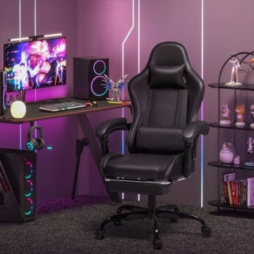 Homall Gaming Chair with Footrest & Massage Support