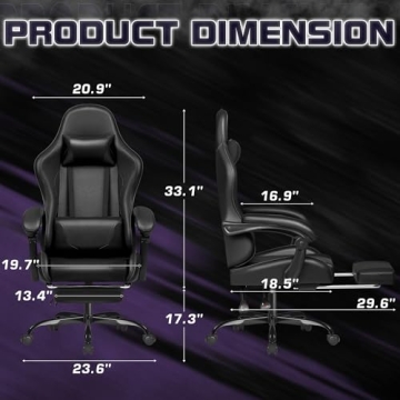 Homall Gaming Chair with Footrest & Massage Support