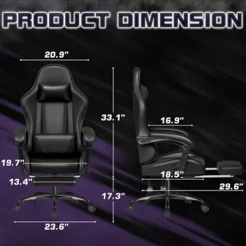 Homall Gaming Chair with Footrest & Massage Support