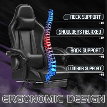 Homall Gaming Chair with Footrest & Massage Support