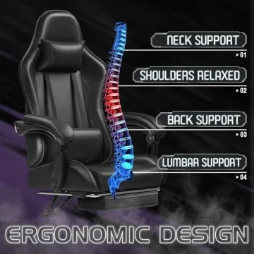 Homall Gaming Chair with Footrest & Massage Support