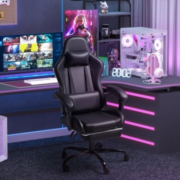 Homall Gaming Chair with Footrest & Massage Support