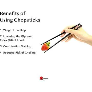 JapanBargain 3672, Bamboo Chopsticks Reusable Japanese Chinese Korean Wood Chop Sticks Hair Sticks 5 Pair Gift Set Dishwasher Safe, 9 inch, Black