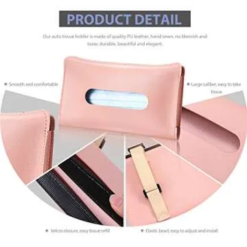 2 Pieces Car Tissue Holder Visor Mask Holder Sun Visor Napkin Holder, PU Leather Tissues Box, Auto Visor Tissue Paper Storage Cases for Vehicle Auto (Pink and Black)