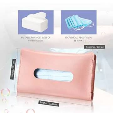 2 Pieces Car Tissue Holder Visor Mask Holder Sun Visor Napkin Holder, PU Leather Tissues Box, Auto Visor Tissue Paper Storage Cases for Vehicle Auto (Pink and Black)