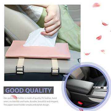 2 Pieces Car Tissue Holder Visor Mask Holder Sun Visor Napkin Holder, PU Leather Tissues Box, Auto Visor Tissue Paper Storage Cases for Vehicle Auto (Pink and Black)