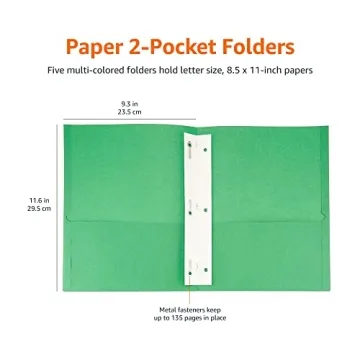 Amazon Basics Twin Pocket File Folders Assorted Colors Pack