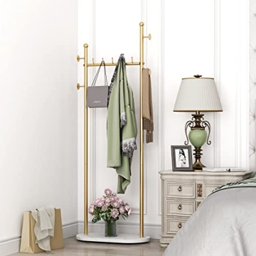 Chic Gold Clothing Rack with Marble Base for Any Room