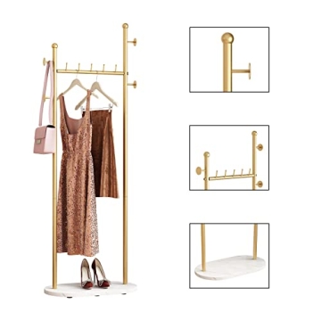 Chic Gold Clothing Rack with Marble Base for Any Room