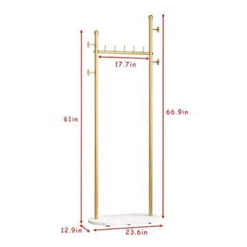 Chic Gold Clothing Rack with Marble Base for Any Room
