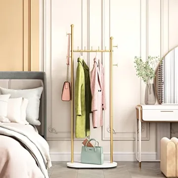Chic Gold Clothing Rack with Marble Base for Any Room