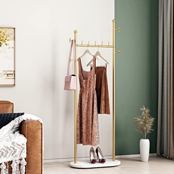 Chic Gold Clothing Rack with Marble Base for Any Room