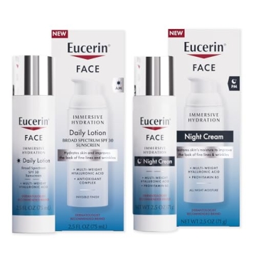 Eucerin Face Immersive Hydration Skin Care Set, Daily Face Lotion with SPF 30, 2.5 Fl Oz Bottle + Ni...