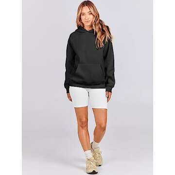 ANRABESS Women Hoodies Oversized Fleece Long Sleeve Comfy Casual Basic Pullover Sweatshirts 2025 Fall Outfits Sweater Black Large