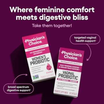 Physician's CHOICE Vaginal Probiotics for Women - Unique with Licorice Root - PH Balance, Odor Control, Yeast, Vaginal Microbiome & Feminine Health - 6B CFU - Organic Prebiotic, Cranberry - 30 CT