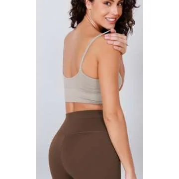Comfortable ODODOS Seamless Yoga Bra in Mushroom Color