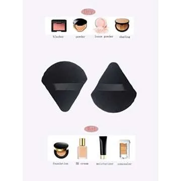 14 Pieces Cotton Velour Triangle Powder Makeup Sponge - Washable & Reusable, Black