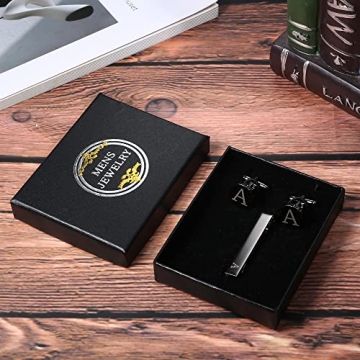 Personalized LOYALLOOK Black Cufflinks and Tie Clip Set