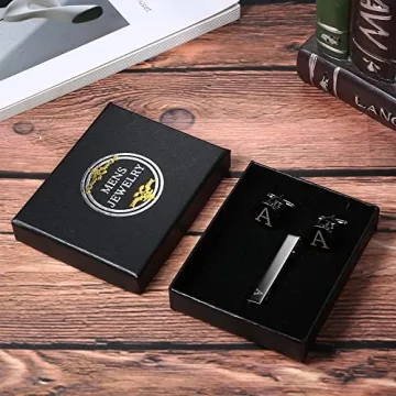 Personalized LOYALLOOK Black Cufflinks and Tie Clip Set