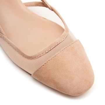 Dsevht Slingback Flats for Women Mesh Ballet Flats Low Heels Mary Janes Fashion Splicing Dress Shoes for Women